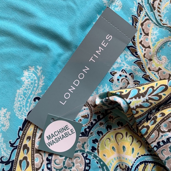 London Times Printed Jersey 3/4 Sleeve Shift Dress - Picture 4 of 7